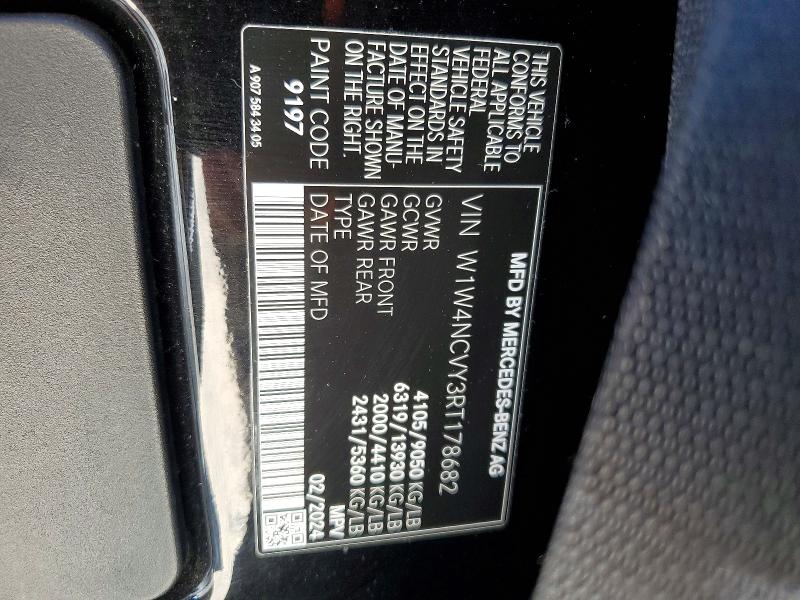 2024 Mercedes-benz Sprinter მანქანა იყიდება აუქციონზე, vin: W1W4NCVY3RT178682, აუქციონის ნომერი: 58612196