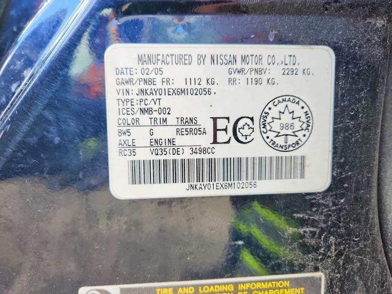 56798546 :رقم المزاد ، JNKAY01EX6M102056 vin ، 2006 Infiniti M35 مزاد بيع