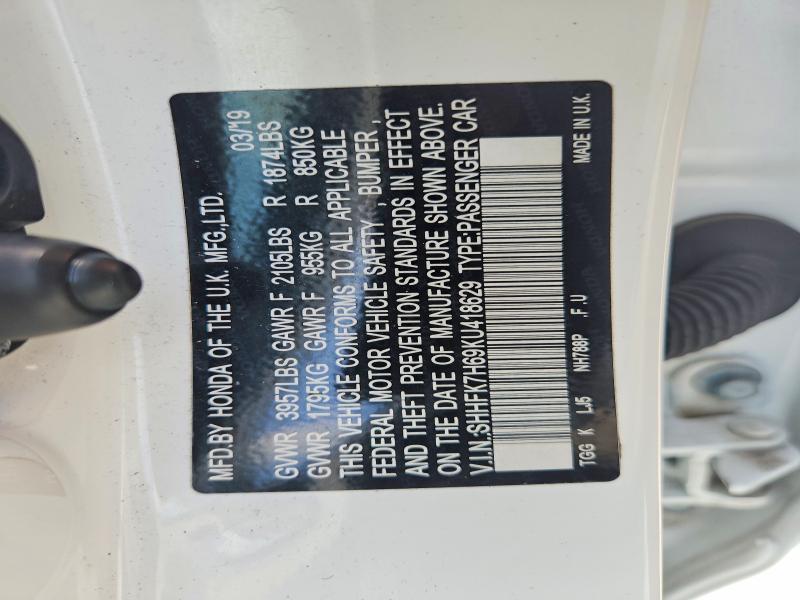 Продажа на аукционе авто 2019 Honda Civic, vin: SHHFK7H69KU418629, номер лота: 56099976