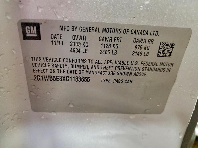 56478526 :رقم المزاد ، 2G1WB5E3XC1183655 vin ، 2012 Chevrolet Impala مزاد بيع