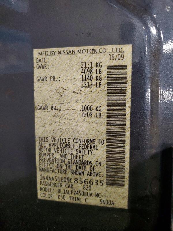 2009 Nissan Maxima მანქანა იყიდება აუქციონზე, vin: 1N4AA51E09C856635, აუქციონის ნომერი: 57282066