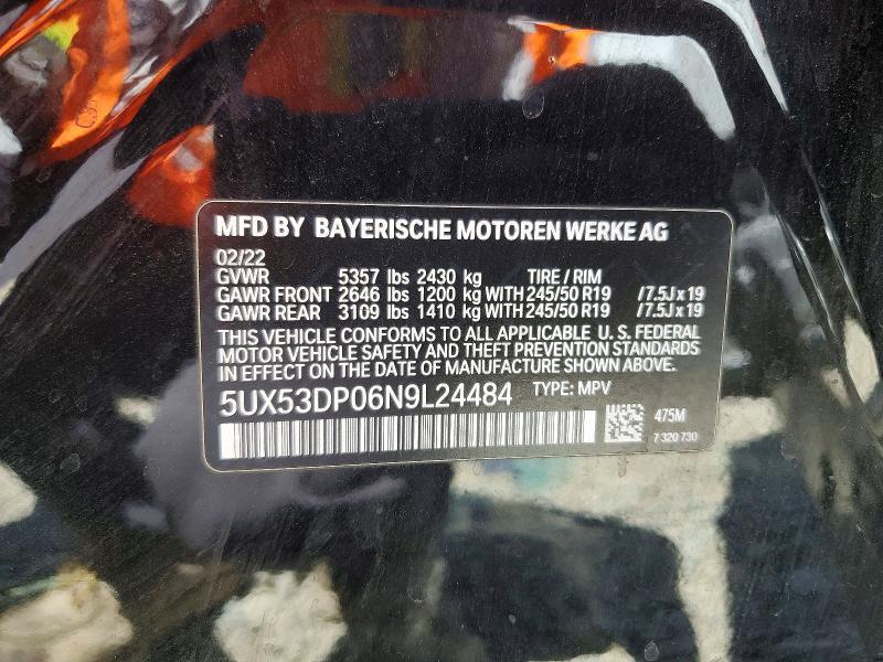 Aukcja sprzedaży 2022 Bmw X3, vin: 5UX53DP06N9L24484, numer aukcji: 56616826