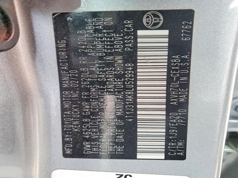 55941136 :رقم المزاد ، 4T1J31AK8LU529948 vin ، 2020 Toyota Camry مزاد بيع