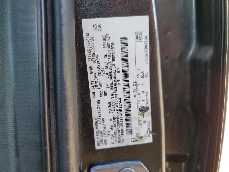 Aukcja sprzedaży 2019 Ford Escape, vin: 1FMCU9J97KUB82564, numer aukcji: 55965696