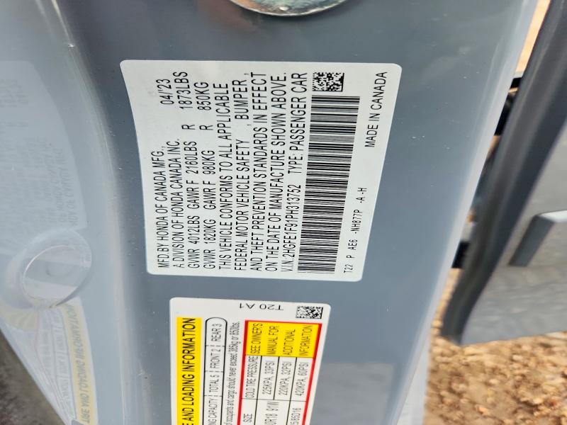 2023 Honda Civic მანქანა იყიდება აუქციონზე, vin: 2HGFE1F91PH313752, აუქციონის ნომერი: 58727086