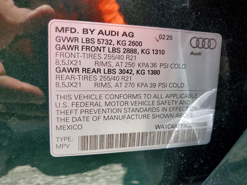 Aukcja sprzedaży 2020 Audi Sq5, vin: WA1C4AFY9L2078896, numer aukcji: 56517566