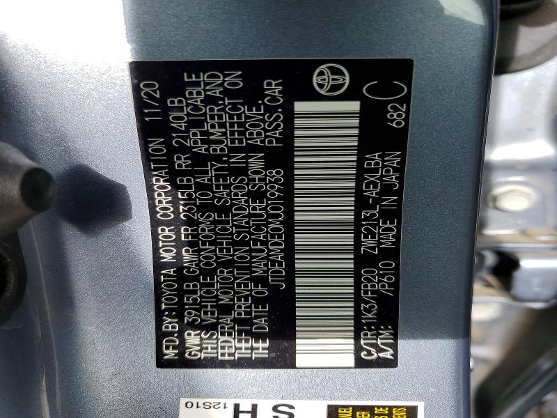 Aukcja sprzedaży 2021 Toyota Corolla, vin: JTDEAMDE0MJ019938, numer aukcji: 57838526
