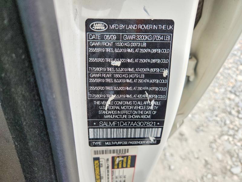 55677446 :رقم المزاد ، SALMF1D47AA307821 vin ، 2010 Land Rover Range Rover مزاد بيع