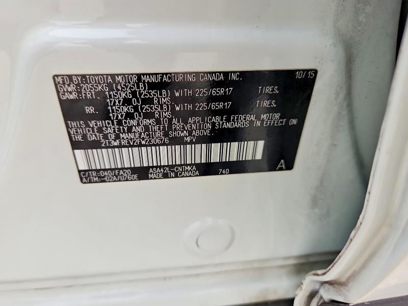 Aukcja sprzedaży 2015 Toyota Rav4, vin: 2T3WFREV2FW230676, numer aukcji: 57534806