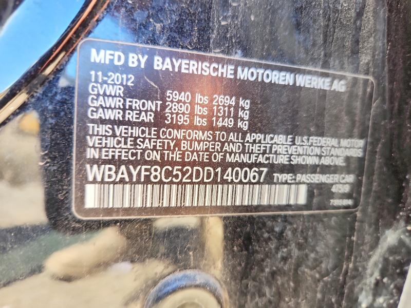 58823146 :رقم المزاد ، WBAYF8C52DD140067 vin ، 2013 Bmw 750 مزاد بيع