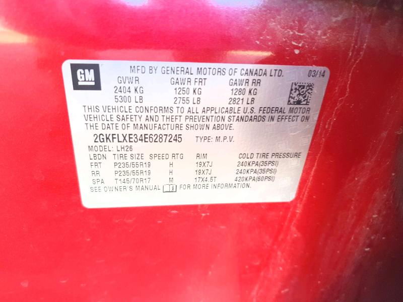 Aukcja sprzedaży 2014 Gmc Terrain, vin: 2GKFLXE34E6287245, numer aukcji: 76295065