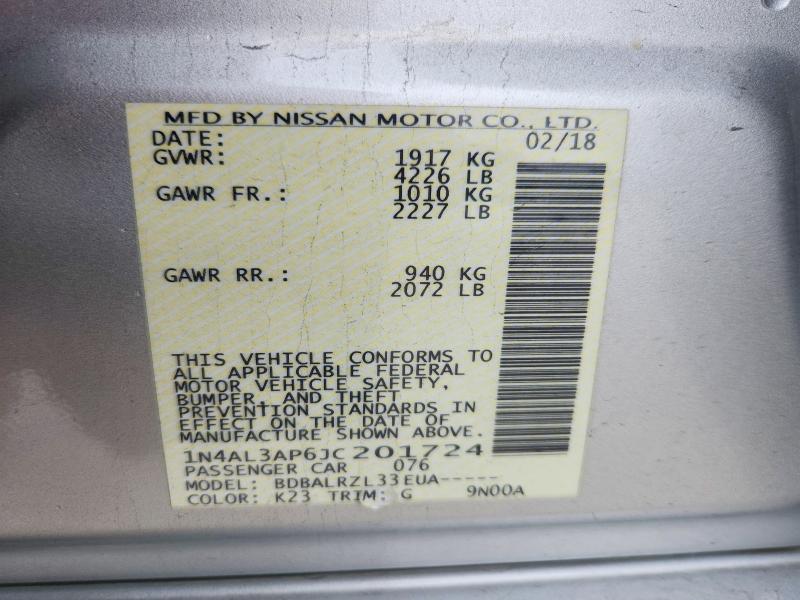 56954956 :رقم المزاد ، 1N4AL3AP6JC201724 vin ، 2018 Nissan Altima مزاد بيع
