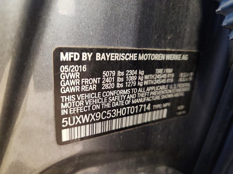 56947866 :رقم المزاد ، 5UXWX9C53H0T01714 vin ، 2017 Bmw X3 مزاد بيع