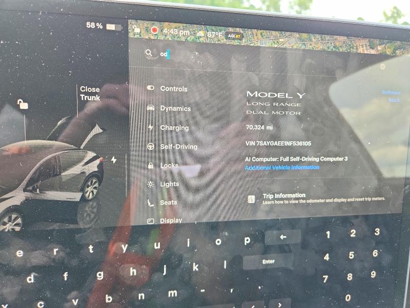 Aukcja sprzedaży 2022 Tesla Model Y, vin: 7SAYGAEE1NF536105, numer aukcji: 58771216