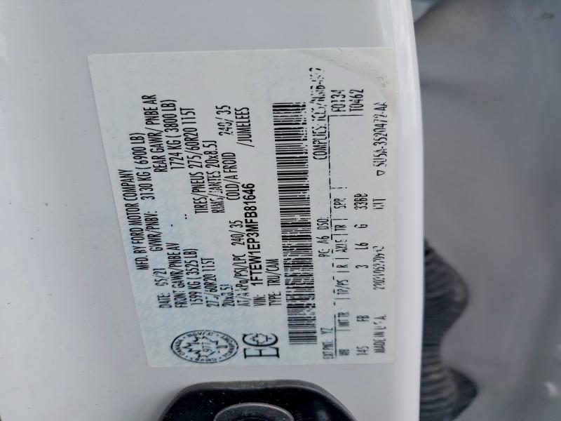 Продажа на аукционе авто 2021 Ford F150, vin: 1FTEW1EP3MFB81646, номер лота: 59000916