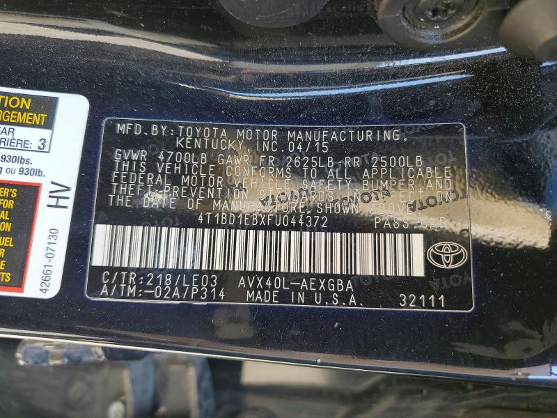 2015 Toyota Avalon Hybrid მანქანა იყიდება აუქციონზე, vin: 4T1BD1EBXFU044372, აუქციონის ნომერი: 58694606