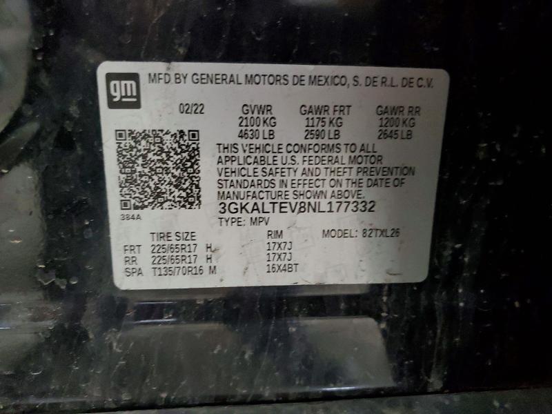 2022 Gmc Terrain მანქანა იყიდება აუქციონზე, vin: 3GKALTEV8NL177332, აუქციონის ნომერი: 55686436