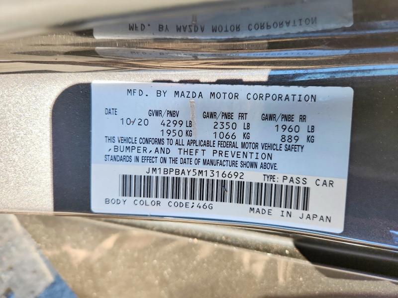 56165526 :رقم المزاد ، JM1BPBAY5M1316692 vin ، 2021 Mazda 3 مزاد بيع