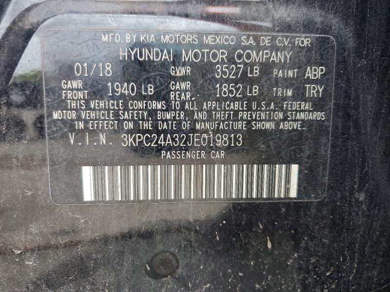 Aukcja sprzedaży 2018 Hyundai Accent, vin: 3KPC24A32JE019813, numer aukcji: 58174346