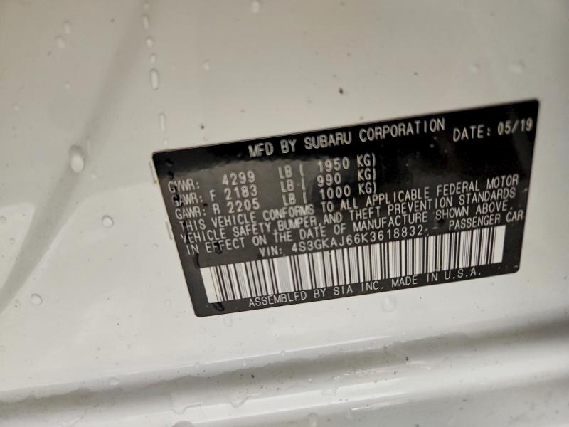 53606556 :رقم المزاد ، 4S3GKAJ66K3618832 vin ، 2019 Subaru Impreza مزاد بيع