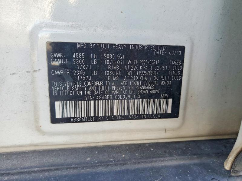 2013 Subaru Outback მანქანა იყიდება აუქციონზე, vin: 4S4BRBJC0D3299153, აუქციონის ნომერი: 56889796