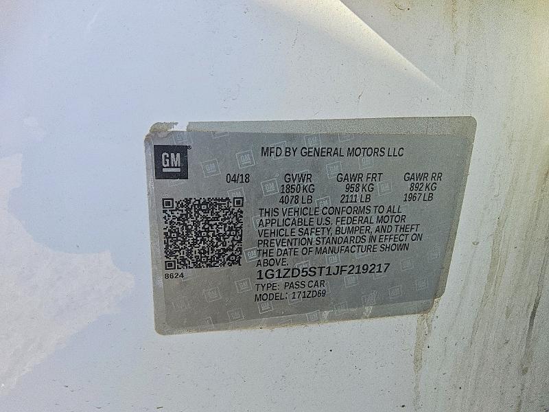 57035186 :رقم المزاد ، 1G1ZD5ST1JF219217 vin ، 2018 Chevrolet Malibu مزاد بيع