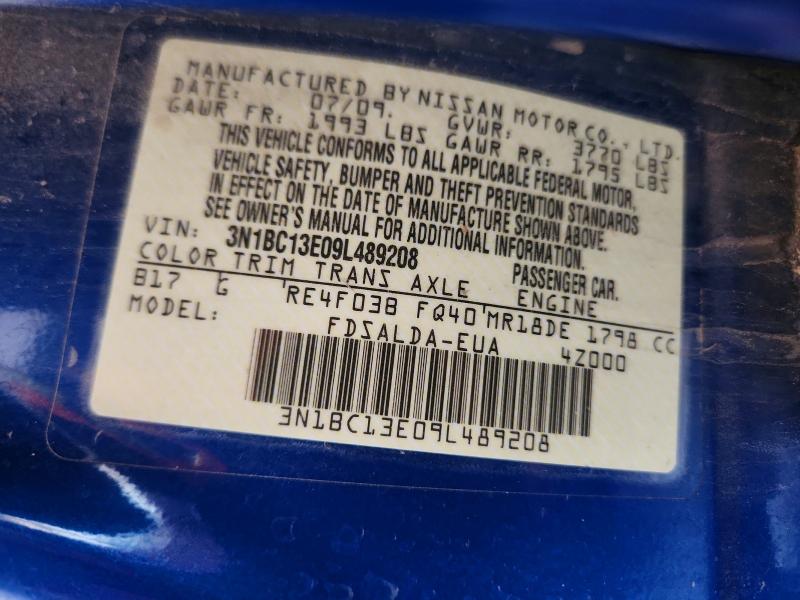 2009 Nissan Versa მანქანა იყიდება აუქციონზე, vin: 3N1BC13E09L489208, აუქციონის ნომერი: 54511586