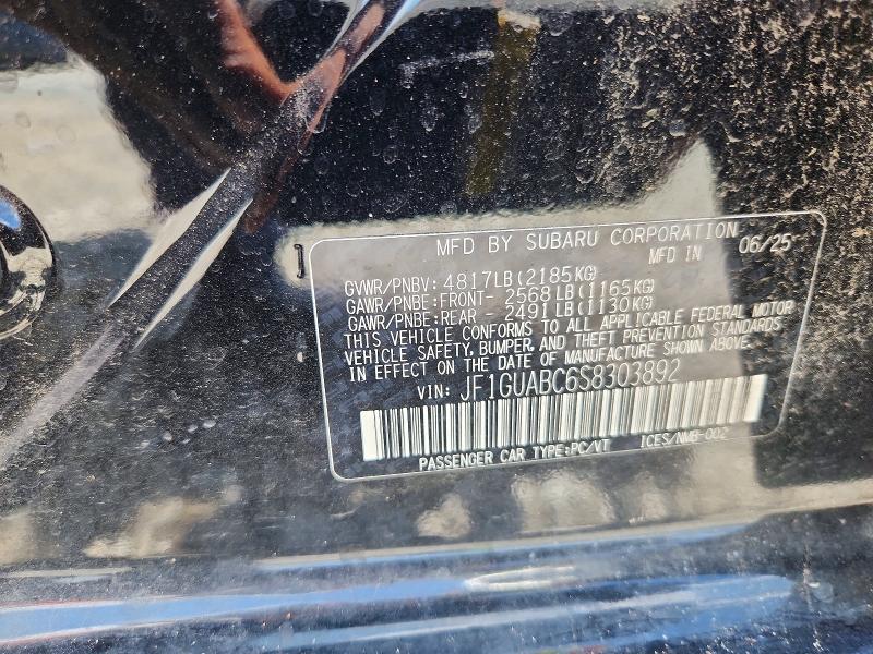 2025 Subaru Impreza მანქანა იყიდება აუქციონზე, vin: JF1GUABC6S8303892, აუქციონის ნომერი: 58765016