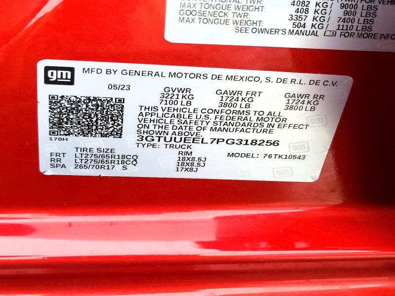 Продаж на аукціоні авто 2023 Gmc Sierra, vin: 3GTUUEEL7PG318256, номер лоту: 58834346