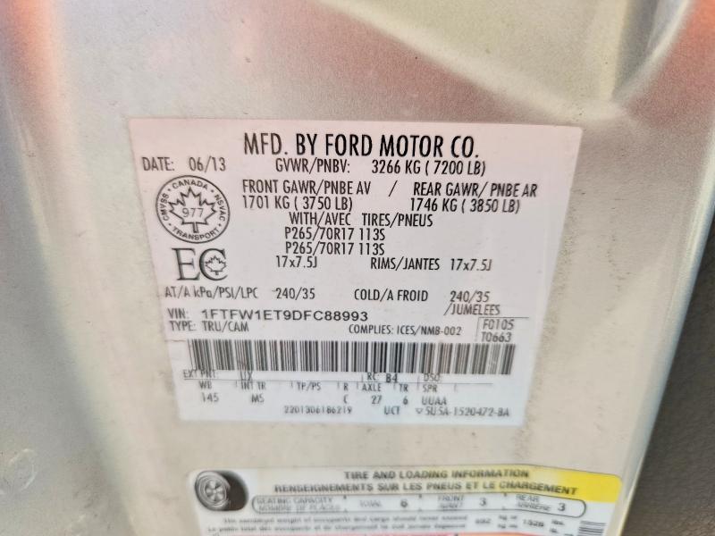 Aukcja sprzedaży 2013 Ford F150, vin: 1FTFW1ET9DFC88993, numer aukcji: 57835966