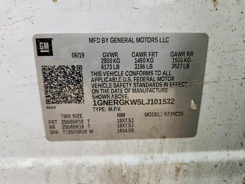 58239846 :رقم المزاد ، 1GNERGKW5LJ101532 vin ، 2020 Chevrolet Traverse مزاد بيع