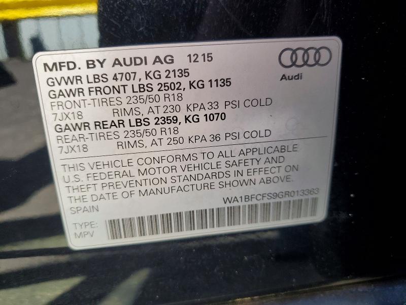 Продаж на аукціоні авто 2016 Audi Q3, vin: WA1BFCFS9GR013363, номер лоту: 55180856