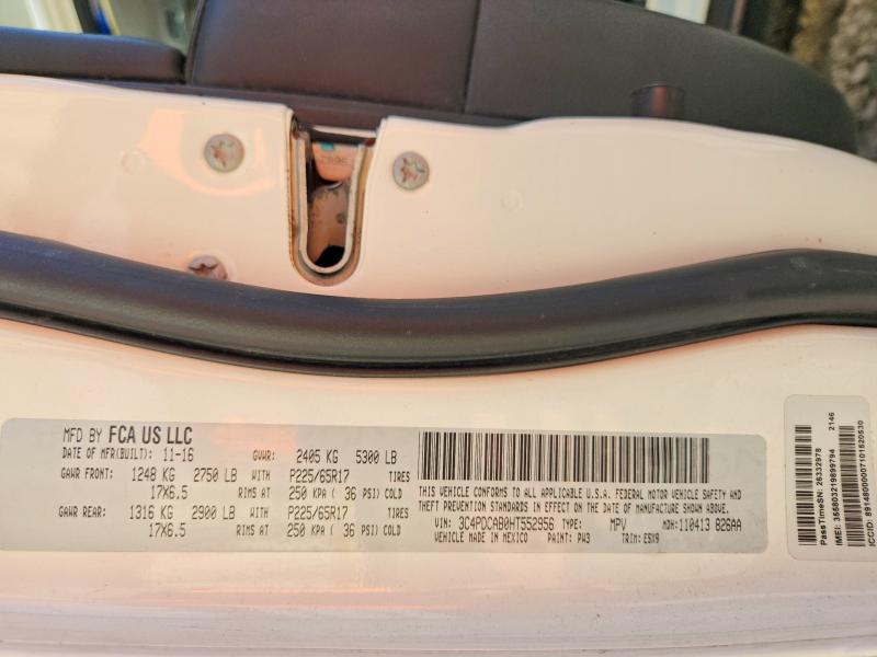 2017 Dodge Journey მანქანა იყიდება აუქციონზე, vin: 3C4PDCAB0HT552956, აუქციონის ნომერი: 58221526