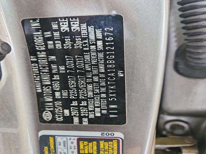 Aukcja sprzedaży 2011 Kia Sorento, vin: 5XYKTCA18BG121672, numer aukcji: 56579526