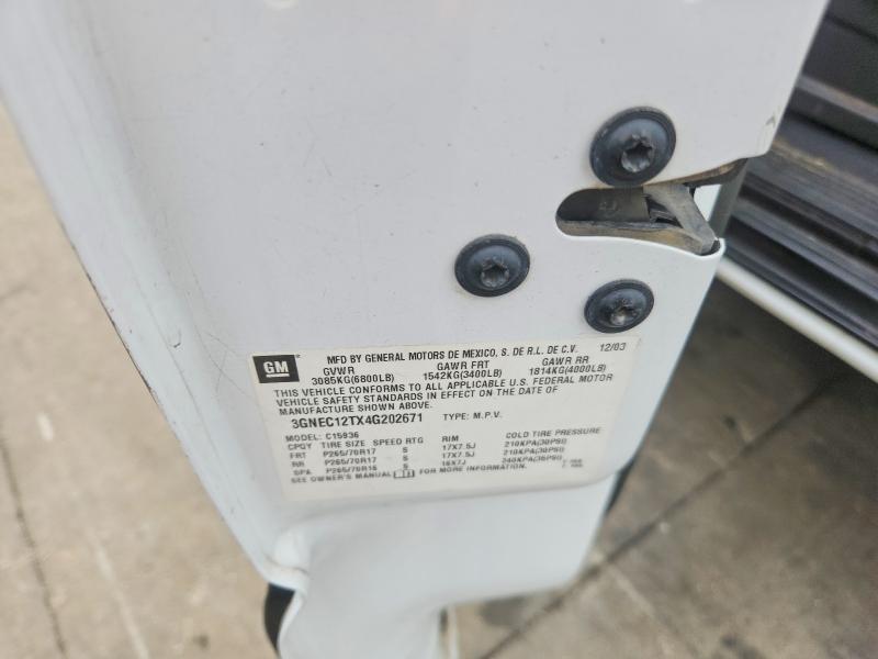 2004 Chevrolet Avalanche მანქანა იყიდება აუქციონზე, vin: 3GNEC12TX4G202671, აუქციონის ნომერი: 56288116