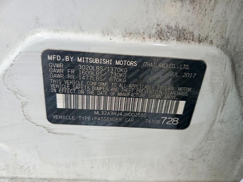 Aukcja sprzedaży 2018 Mitsubishi Mirage, vin: ML32A3HJ4JH002585, numer aukcji: 57882936