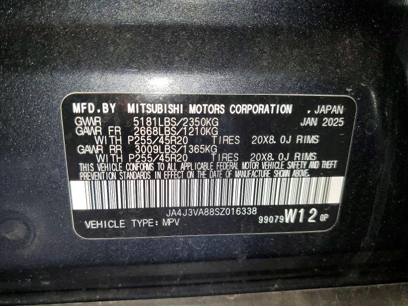 2025 Mitsubishi Outlander მანქანა იყიდება აუქციონზე, vin: JA4J3VA88SZ016338, აუქციონის ნომერი: 56354096