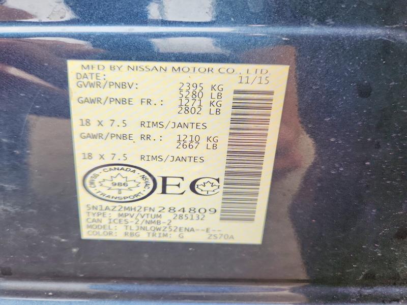 Продажа на аукционе авто 2015 Nissan Murano, vin: 5N1AZ2MH2FN284809, номер лота: 58612636