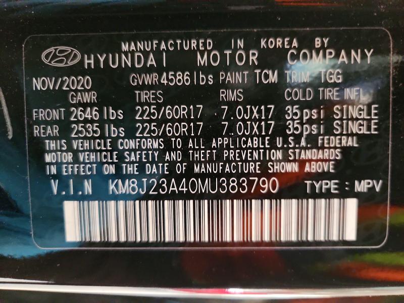 59005316 :رقم المزاد ، KM8J23A40MU383790 vin ، 2021 Hyundai Tucson مزاد بيع