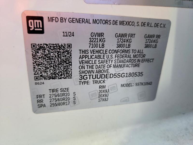 58079426 :رقم المزاد ، 3GTUUDED5SG180535 vin ، 2025 Gmc Sierra مزاد بيع