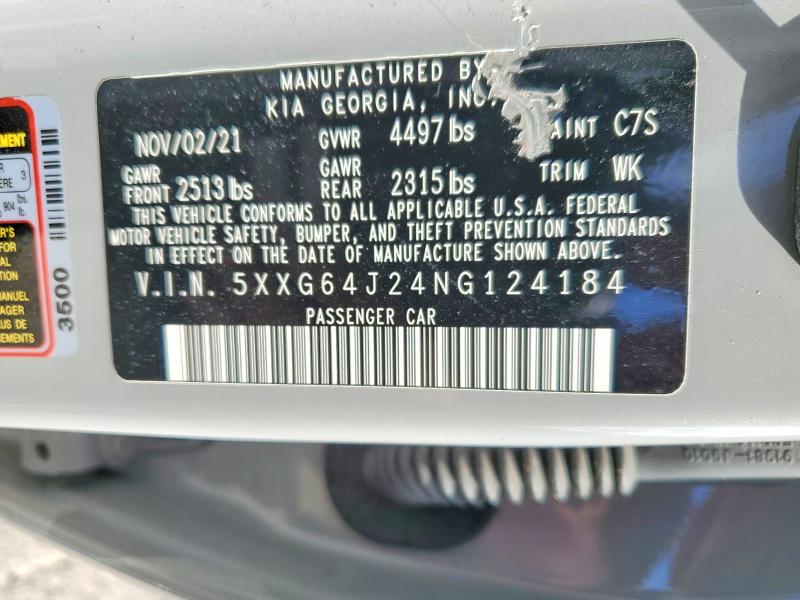 2022 Kia K5 მანქანა იყიდება აუქციონზე, vin: 5XXG64J24NG124184, აუქციონის ნომერი: 57628096