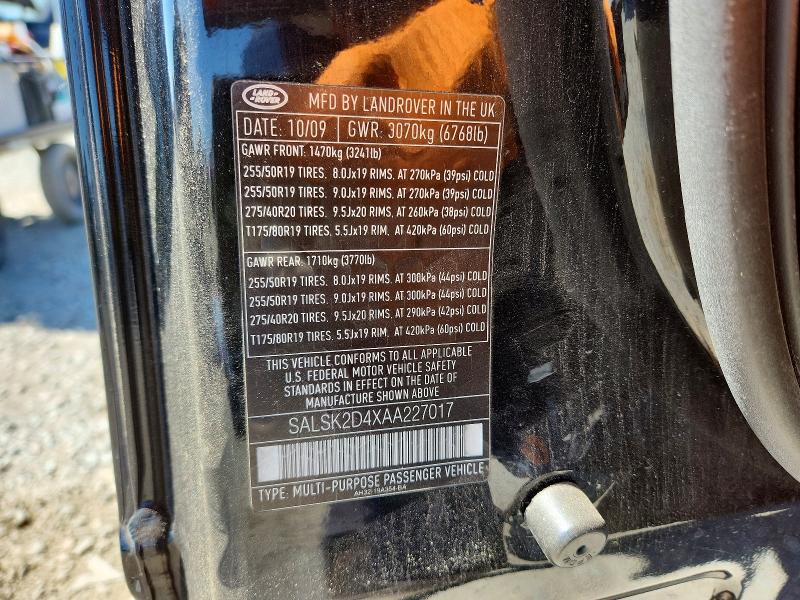 Продажа на аукционе авто 2010 Land Rover Range Rover Sport, vin: SALSK2D4XAA227017, номер лота: 57710156