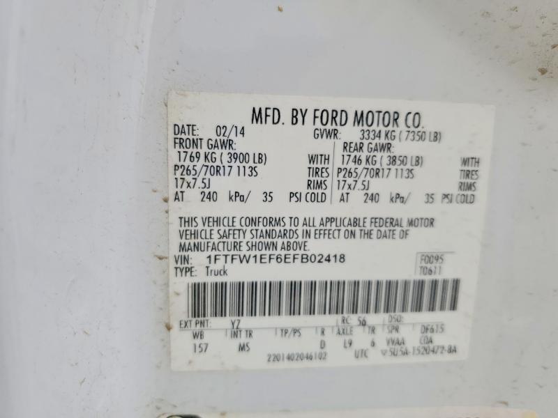 Auction sale of the 2014 Ford F150, vin: 1FTFW1EF6EFB02418, lot number: 54710796