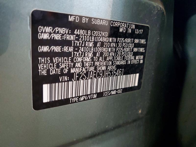 Aukcja sprzedaży 2018 Subaru Forester, vin: JF2SJAEC9JH535461, numer aukcji: 59162396