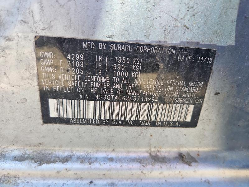 Продаж на аукціоні авто 2019 Subaru Impreza, vin: 4S3GTAC63K3718994, номер лоту: 54773846