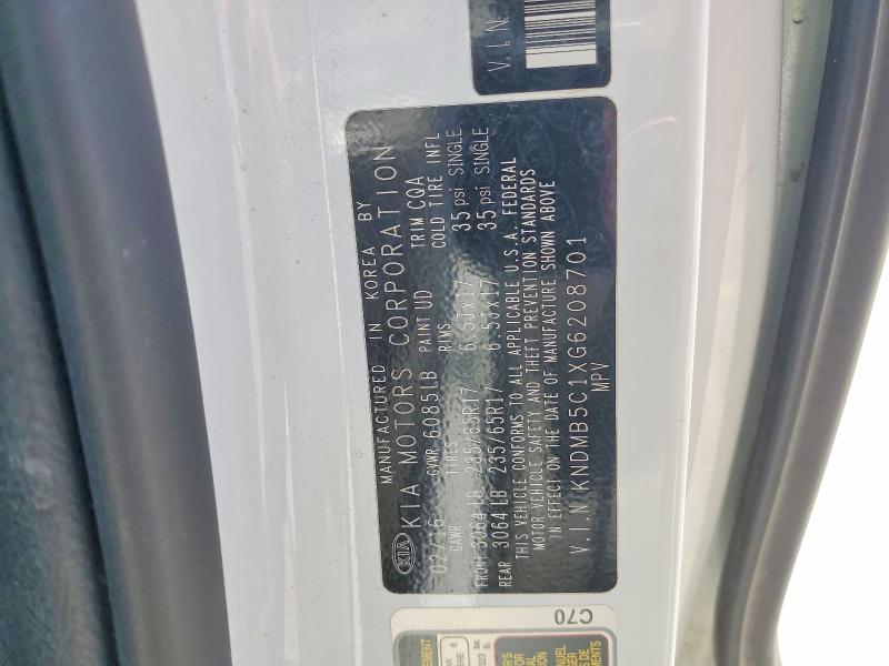 56286516 :رقم المزاد ، KNDMB5C1XG6208701 vin ، 2016 Kia Sedona مزاد بيع