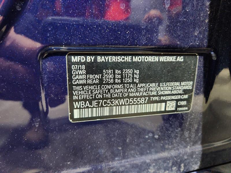 Продажа на аукционе авто 2019 Bmw 540, vin: WBAJE7C53KWD55587, номер лота: 57128016
