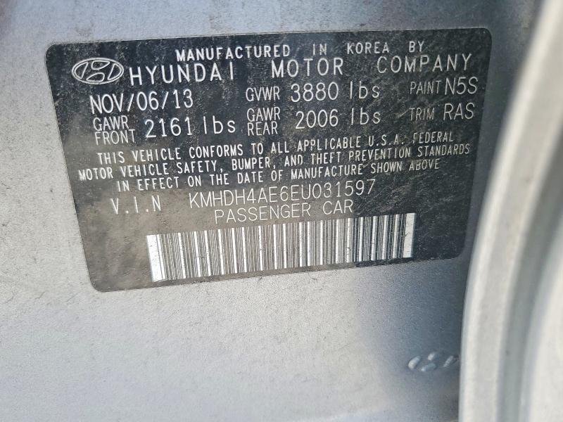 Aukcja sprzedaży 2014 Hyundai Elantra, vin: KMHDH4AE6EU031597, numer aukcji: 58602096