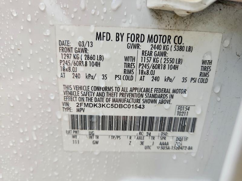 Продаж на аукціоні авто 2013 Ford Edge, vin: 2FMDK3KC5DBC01543, номер лоту: 57285996