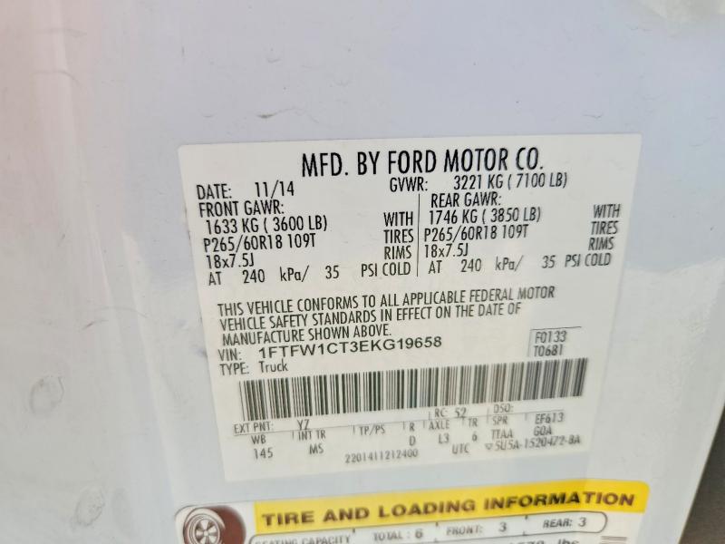 Aukcja sprzedaży 2014 Ford F150, vin: 1FTFW1CT3EKG19658, numer aukcji: 57934856